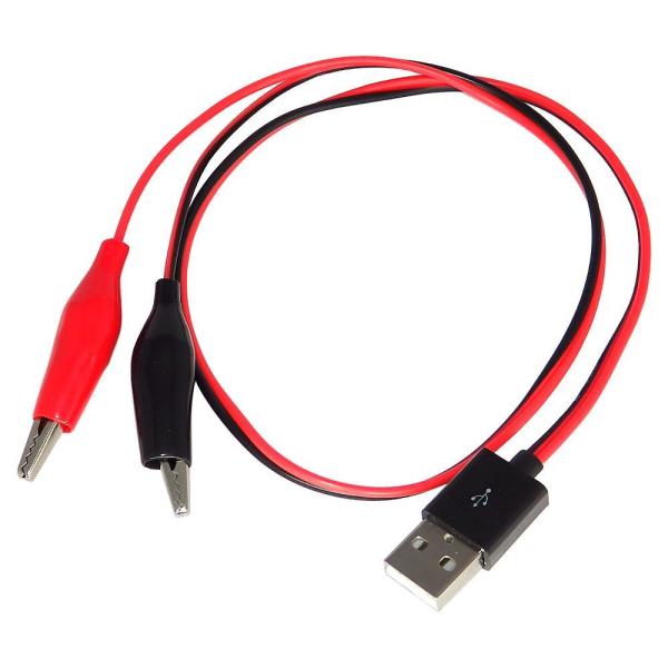 USBワニ口ケーブル 45cm SSA エスエスエー USB-A(オス)-ミノムシ型ワニ口クリップ ...