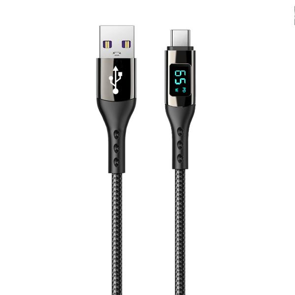 TYPE-Cケーブル USB-A to C 1m 出力が見える 電圧・電流チェッカー付 最大65W(...