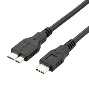 USB-C to USB3.0-microBケーブル 1m 最大3A miwakura 美和蔵 充電/データ転送 5Gbps 金メッキピン採用 100cm ブラック MCA-CTMB100U3-K ◆メ｜flashmemory