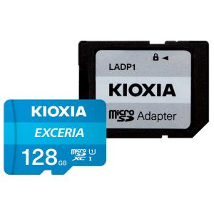 128GB microSDXCカード マイクロSD KIOXIA キオクシア 旧東芝メモリ EXCERIA CLASS10 UHS-I R:100MB/s SD変換アダプタ付 海外リテール LMEX1L128GG2 ◆メ