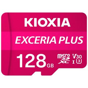 128GB microSDXCカード マイクロSD KIOXIA キオクシア EXCERIA PLUS CLASS10 UHS-I U3 V30 A1 R:100MB/s W:65MB/s SDアダプタ付 海外リテール LMPL1M128GG2 ◆メ
