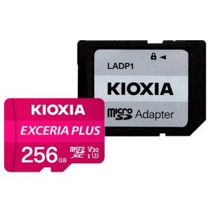 256GB microSDXCカード  KIOXIA キオクシア EXCERIA PLUS CLASS10 UHS-I U3 V30 A1 R:100MB/s W:65MB/s SD変換アダプタ付 海外リテール LMPL1M256GG2 ◆メ