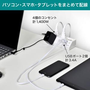 ガッチリ電源タップ 集中スイッチ 4個口 2m...の詳細画像1