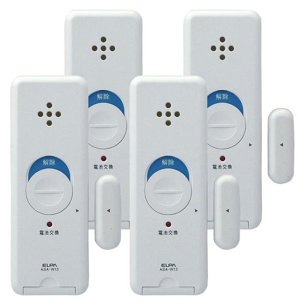 窓ピタッアラーム 衝撃＆開放 ダブル検知 4個入り ELPA エルパ 朝日電器 窓ガラス ウインドウ...