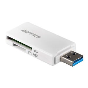 SD/microSDカードリーダーライター USB3.0 BUFFALO バッファロー 高速転送 USB-A キャップ式 ケーブルレス Win/Mac/PS4対応 ホワイト BSCR27U3WH ◆メ｜風見鶏