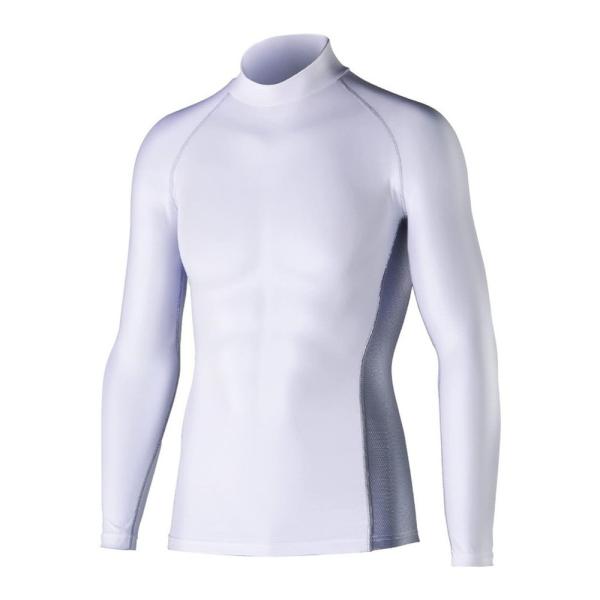 長袖バックハイネックシャツ 冷感 ホワイト 3Lサイズ おたふく手袋 ストレッチ 吸汗速乾 消臭 U...