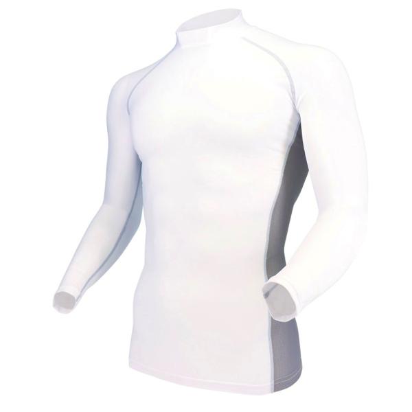 長袖バックハイネックシャツ JW-625 BT冷感 ホワイト Lサイズ OTAFUKU コンプレッシ...