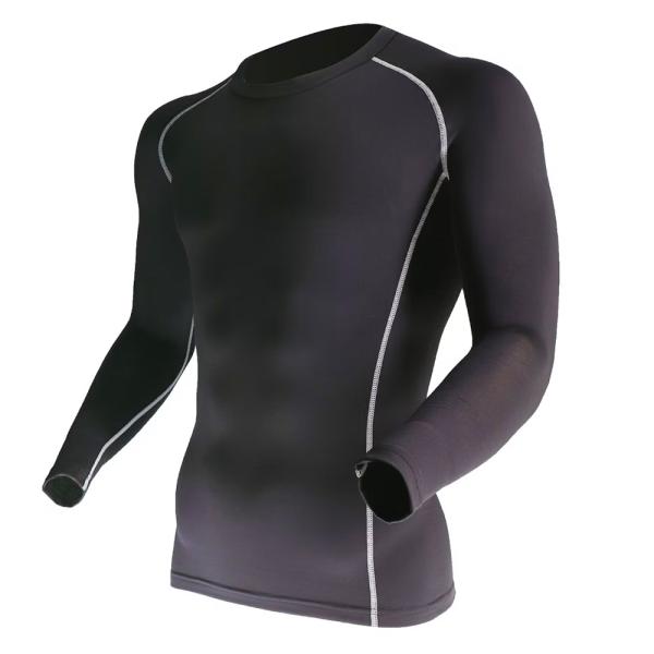 クルーネックシャツ パワーストレッチ JW-174 ブラック Mサイズ 丸首 裏起毛 遠赤外線 OT...