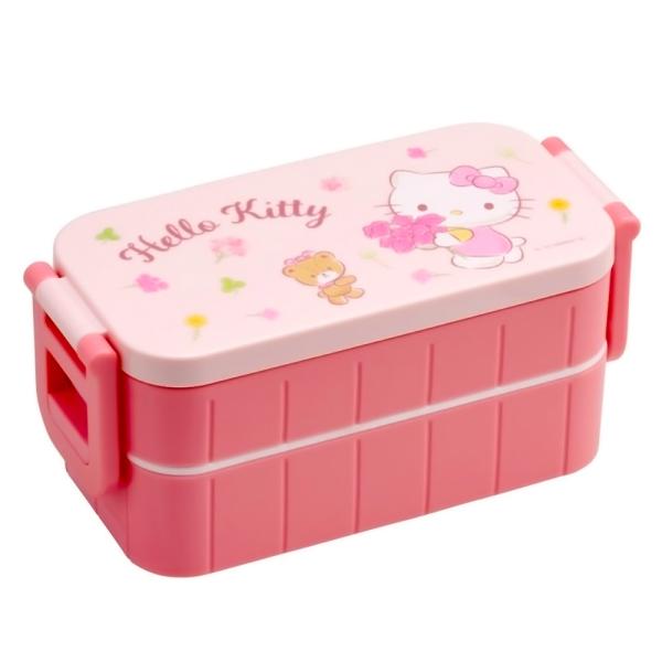 弁当箱 ハローキティ フラワーリース タイトランチボックス2段 SKATER  抗菌 容量600ml...