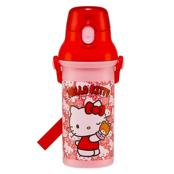 水筒 直飲みプラワンタッチボトル ハローキティ うしろうしろ SKATER スケーター ワンプッシュ...