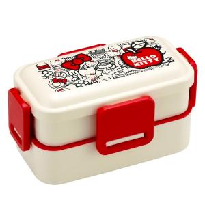 弁当箱 ハローキティ Hello Kitty KT Food Red 2段ふわっと弁当箱 SKATER 抗菌 容量600ml(上下合計) 4点ロック 食洗機/電子レンジ対応 677212-PFLW4AG ◆宅