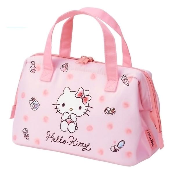 がま口型ランチバッグ ハローキティ 水彩コスメ SKATER スケーター 子供 2段 Wファスナー ...