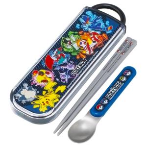 弁当用箸 ポケットモンスター 25 ポケモン スライド式箸スプーンコンビセット SKATER 抗菌 子供 箸16.5cm/スプーン13cm 収納ケース付 696251-CCA1AG ◆メ