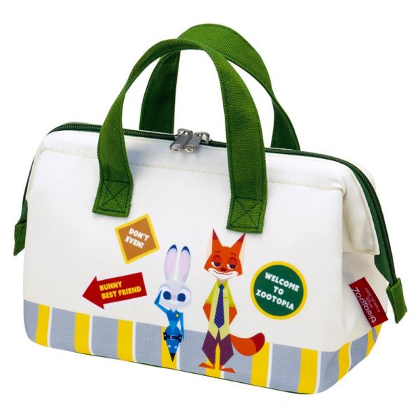 がま口型ランチバッグ ズートピア ワッペン SKATER 帆布地 子供 2段 Wファスナー アルミ蒸...
