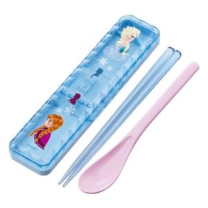 弁当用箸 音のならないコンビセット アナと雪の女王 中川翔子 SKATER 箸/スプーン18cm ダイヤカット 食洗機対応 すべり止め加工 ケース付 709456-CCS3SAD ◆メ