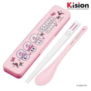弁当用箸 エスターバニー 音のならないコンビセット SKATER スケーター 子供 箸/スプーン18cm すべり止め加工(箸先端) 収納ケース 715174-CCS3SA ◆メ｜風見鶏