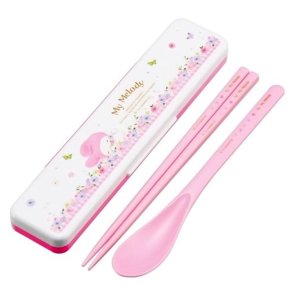 弁当用箸 マイメロディ パステルビビッドな水彩花柄 音のならないコンビセット SKATER 子供 箸...