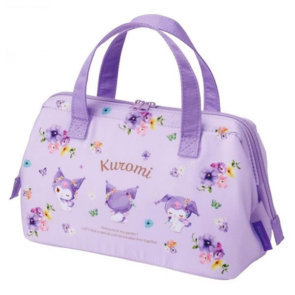 がま口型ランチバッグ クロミ パステルビビッドな水彩花柄 SKATER 2段 Wファスナー アルミ蒸...