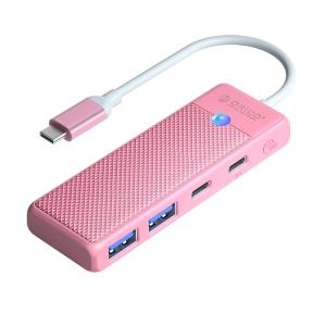 USB ハブ 4ポート USB3.0 急速充電 PD100W ORICO 5Gbps USB-A/Type-C /PD Type-C USB-Cケーブル(15cm) ピンク 海外リテール PAPW2AC-C3-015-PK-EP ◆メ｜flashmemory