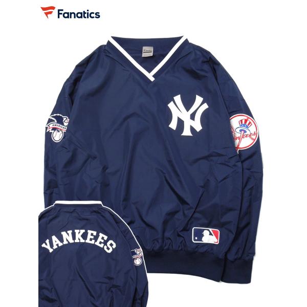 [FANATICS] MLB 裏メッシュVネックナイロンプルオーバージャケット(NV)