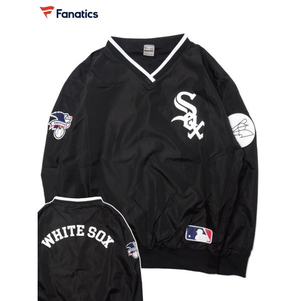 [FANATICS] MLB 裏メッシュVネックナイロンプルオーバージャケット(BK)