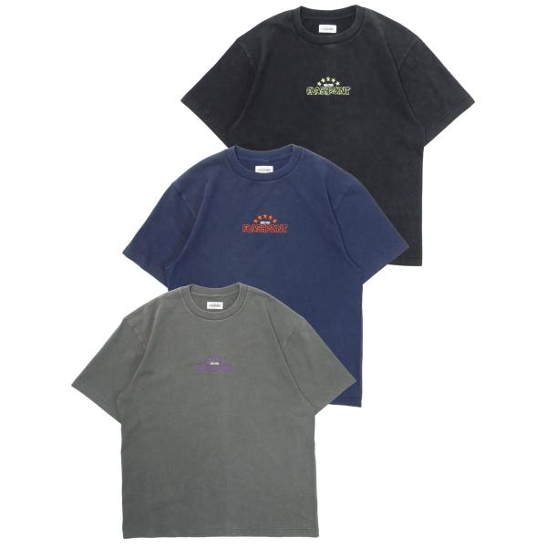 [FLASH POINT] COLLEGE LOGO FADE WASH Tee(BK/NV/GY)