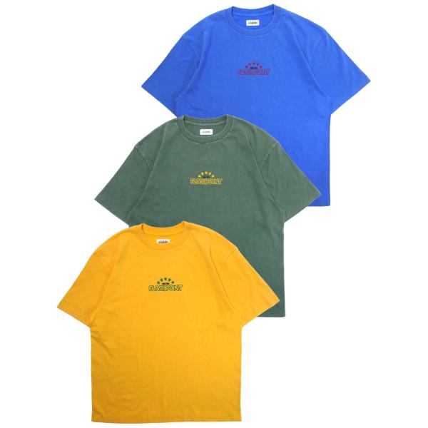 [FLASH POINT] COLLEGE LOGO FADE WASH Tee(BL/GR/YE)