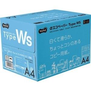 αエコペーパーWS 白くて滑らか コシのあるコピー用紙A4 1箱