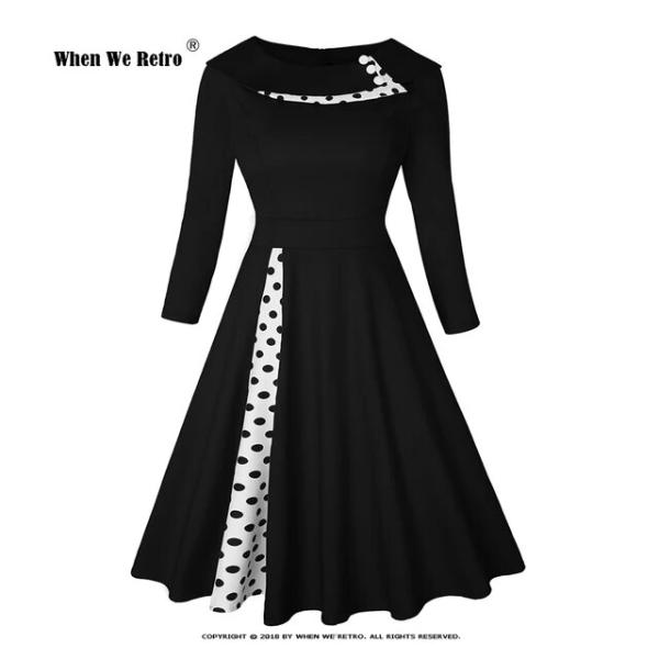 水玉模様のヴィンテージサマードレス,ラウンドカラー,七分袖
