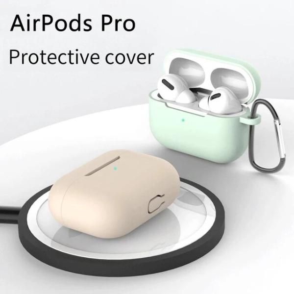 Airpods Pro 2019シリコンイヤホンケース,フック付きワイヤレスBluetooth保護ケ...