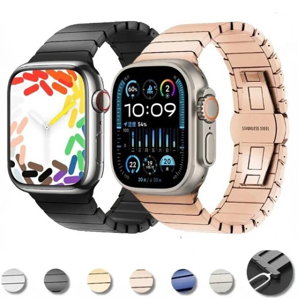 Apple Watch用メタルリンクブレスレット,ステンレススチールストラップultra2,9, 8...