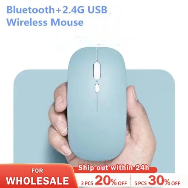 マカロン充電式ワイヤレスBluetoothマウス2.4g USBマウスAndroid用Windows...