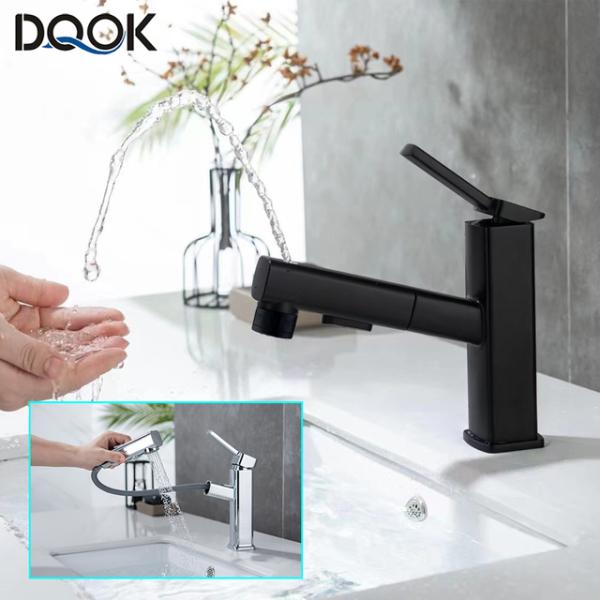 Dqok-モダンなクロームブラスバスルーム洗面器ミキサー蛇口,ブラック