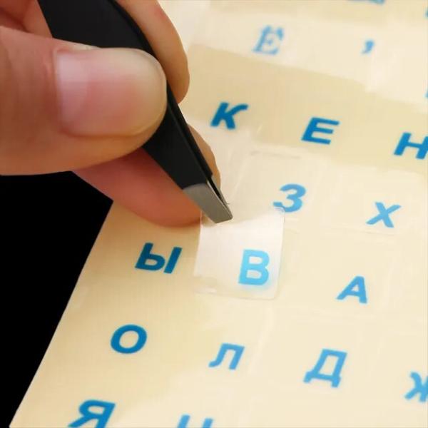 透明なキーボードステッカー,ロシアのアルファベットレイアウト,黒と白のラベル,ノートブック,コンピュ...