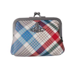 ヴィヴィアンウエストウッド がま口 ブランド ガマ口小銭入 SAFFIANO PRINT MADRAS CHECK  誕生日 プレゼント 就職 御祝 新居　新車｜flavor