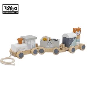 アニマルトレイン トライコ 木のおもちゃ 電車のおもちゃ 誕生日プレゼント 出産祝い 積み木 ごっこ遊び 木製玩具 知育玩具 1歳 プルトイ プルトーイ TRYCO｜flclover