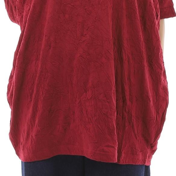 お腹まわりもすっきり見える しわ加工生地 超ゆったり チュニック 夏 秋