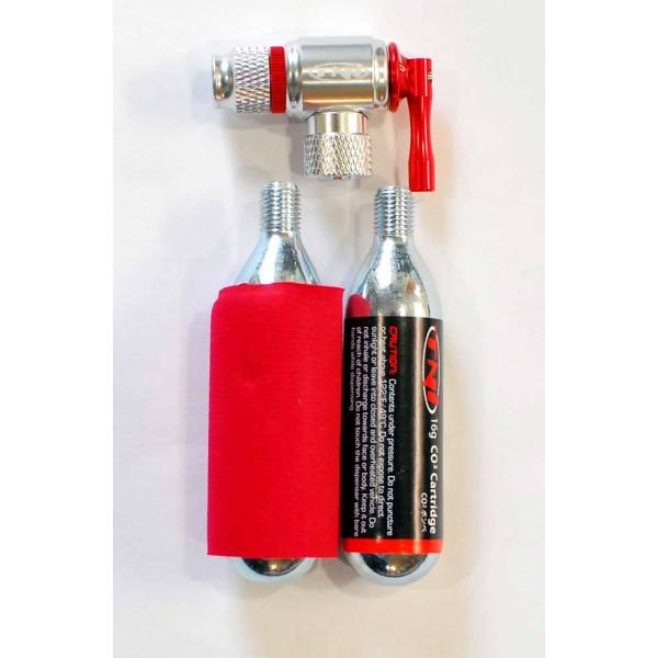 TNI CO2 インフレータ レバー式 ボンベ2本付き 瞬時にエアを充填 仏英バルブ共用