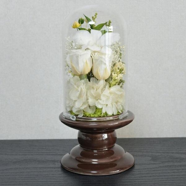 お供え プリザーブドフラワー ドームホワイト 仏花 お供え 仏花 お彼岸 仏壇 お悔やみ ペット 花...