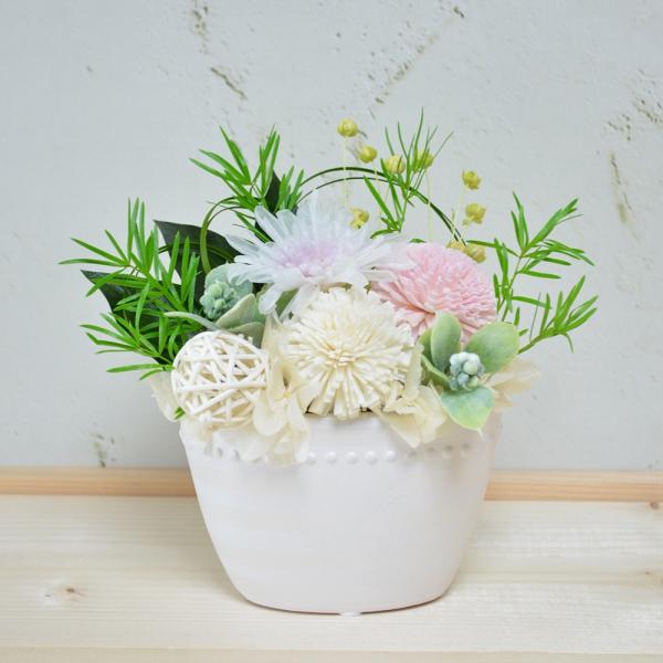お供えプリザーブドフラワー 穂月(ほつき) ホワイト&amp;ピンク 仏花 仏壇 彼岸 お悔み 花 仏壇花 ...