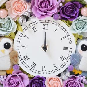 プリザーブドフラワー 花時計 フクロウ フラワ...の詳細画像3