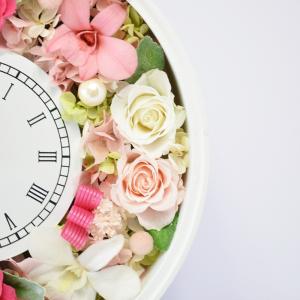プリザーブドフラワー 花時計 優しいピンク プ...の詳細画像3