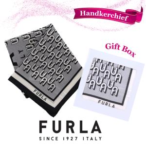 フルラ FURLA ハンカチ ギフト センターロゴ ブラック シルク混 スカーフ 海外レディースブランド 女性 プレゼント 誕生日 お礼 お返し お祝い ギフトラッピング｜fleur-de-camelia2