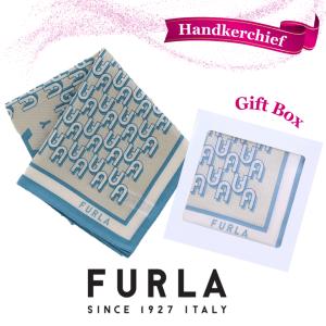フルラ FURLA ハンカチ ギフト センターロゴ ブルー シルク混 スカーフ 海外レディースブランド 女性 プレゼント 誕生日 お礼 お返し お祝い ギフトラッピング｜fleur-de-camelia2