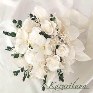 【新品未使用】ウエディングブーケ　ホワイトフラワーブーケ ウエディングブーケ】【プリザーブドフラワーブーケ】ブーケプルズ