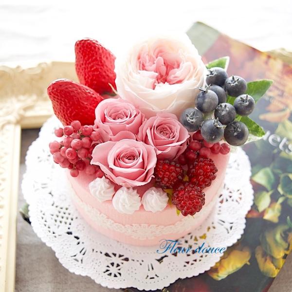 フラワー ケーキ　プリザーブドフラワー　香り付き　ピンク　ローズ　オールドローズのピンク・ケーキ　ギ...