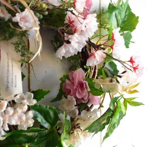 リース 玄関 桜 ピンク かわいい ナチュラル...の詳細画像3