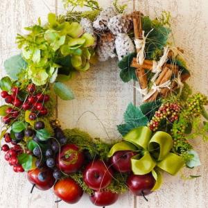 フラワーリース送料込 木の実のハーヴェスト・リース