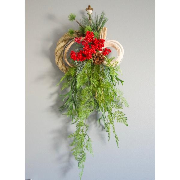 お正月飾り　しめ縄　おしゃれ　お飾り モダン 正月飾り　しめ縄　リース　赤