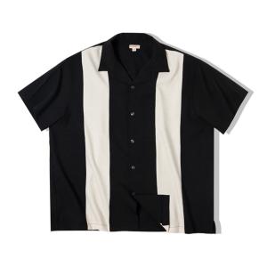シャツ ブラウス 異素材コンビ キューバカラー 半袖シャツ ハイブリッドルーズシャツ ルーズシンセティックリネンオーバーシャツ セール